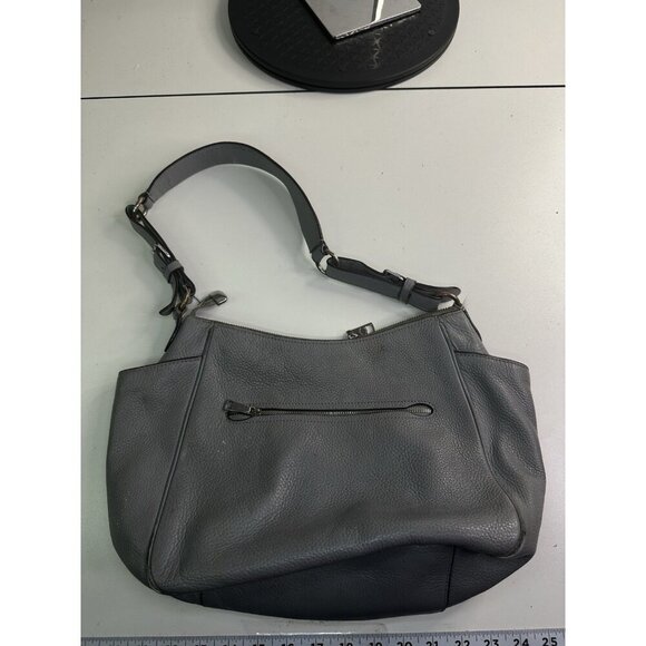 DAMAGED - Coach Rori Silver Stone Gray Granite Pebbled Leather Shoulder C2853 - Picture 4 of 12